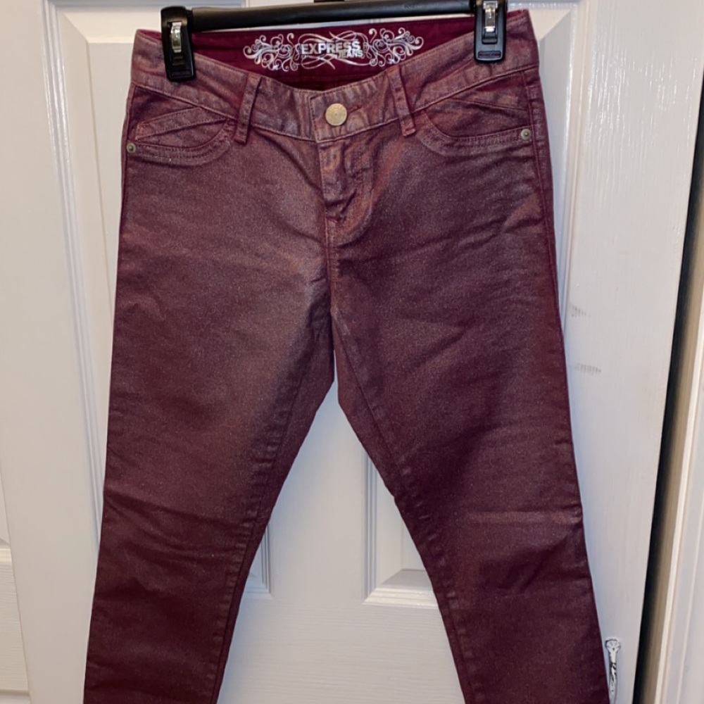 Size 0 Express Purple Sparky Jeggings RARE